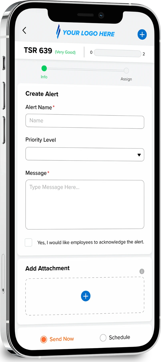 Tyfoom create alert screen